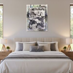 HANDCRAFTED Abstract Painting HANDPAINTED Wall Art Decor Black White Colorful